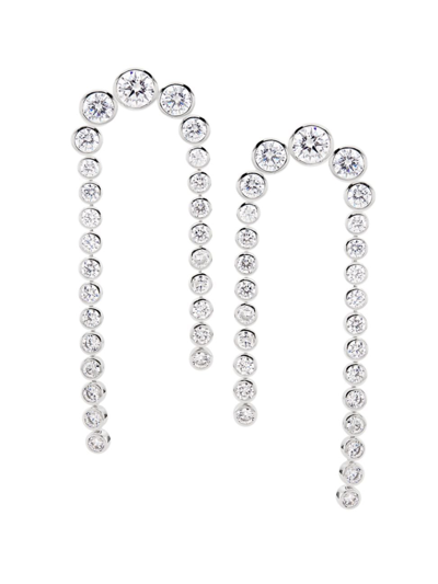 Adriana Orsini Women's Basel Rhodium-plated & Cubic Zirconia Linear Double-drop Earrings In Silver