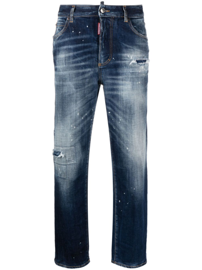 Dsquared2 Distressed-effect Tapered Jeans In Blue