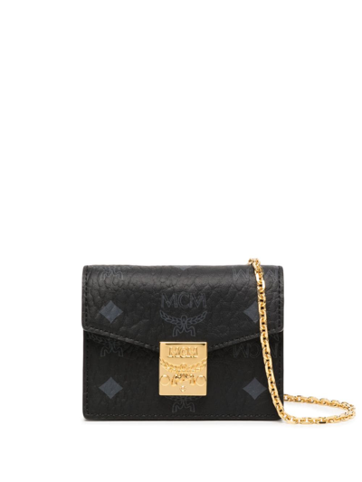 Mcm Mini Tracy Leather Cardholder In Black