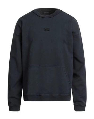Dsquared2 Man Sweatshirt Navy Size M Cotton, Lyocell, Elastane In Navy Blue