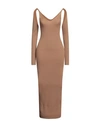 Federica Tosi Woman Maxi Dress Camel Size 10 Wool, Cashmere In Beige