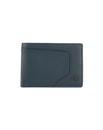 Piquadro Man Wallet Blue Size - Bovine Leather In Blue