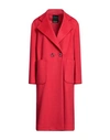 Yes London Woman Coat Red Size 8 Polyester, Viscose