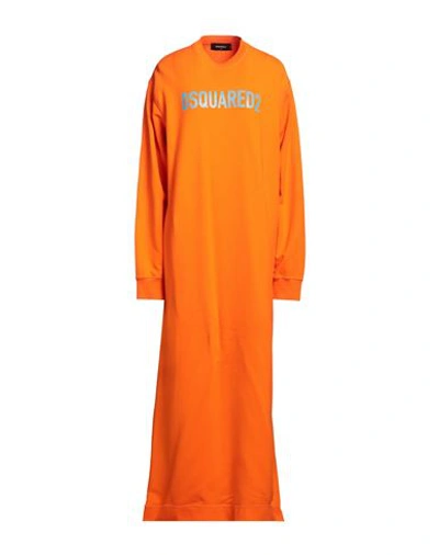 Dsquared2 Woman Maxi Dress Orange Size S Cotton, Elastane