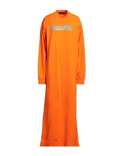 Dsquared2 Woman Maxi Dress Orange Size Xs Cotton, Elastane