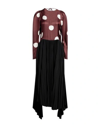 Erika Cavallini Woman Midi Dress Cocoa Size 6 Silk In Brown