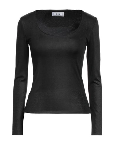 Jijil Woman T-shirt Black Size 8 Polyester, Elastane