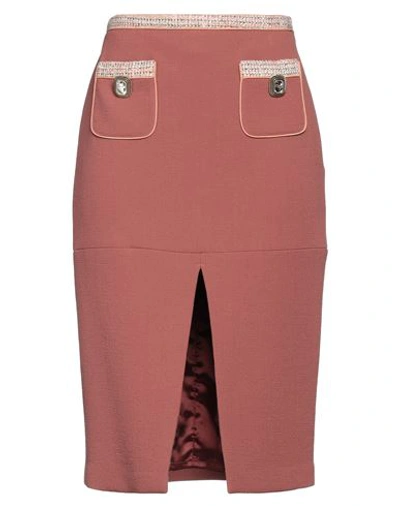 Elisabetta Franchi Woman Midi Skirt Pastel Pink Size 10 Virgin Wool, Cotton, Acrylic, Polyester, Ela