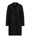 Vanessa Scott Woman Coat Black Size M Polyester, Viscose, Elastic Fibres