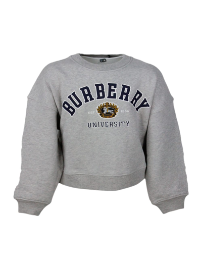 Burberry Grey Sweatshirt For Kids With Logo