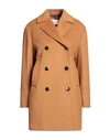 Annie P . Woman Coat Brown Size 8 Virgin Wool, Polyamide, Cashmere