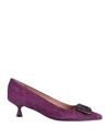 Bianca Di Woman Pumps Deep Purple Size 11 Soft Leather In Purple