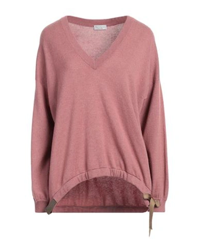 Brunello Cucinelli Woman Sweater Pastel Pink Size M Cashmere, Silk