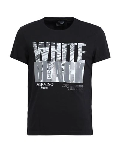 Scervino Man T-shirt Black Size S Cotton, Elastane