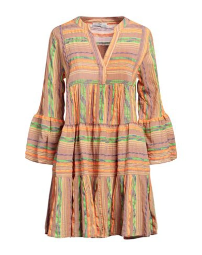 Devotion Twins Woman Mini Dress Light Brown Size S Cotton, Polyester In Beige