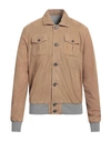Barba Napoli Man Jacket Camel Size 48 Soft Leather In Beige
