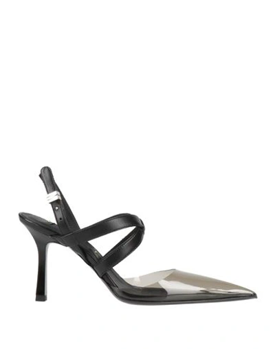 Msgm Woman Pumps Black Size 7 Soft Leather, Plastic