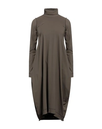 High Woman Midi Dress Khaki Size 4 Nylon, Elastane In Beige
