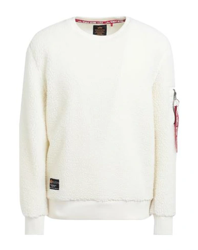 Alpha Industries Man Sweatshirt Off White Size Xl Polyester