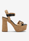 Castaã±er Agnes Platform Sandal In Natural Negro In Beige