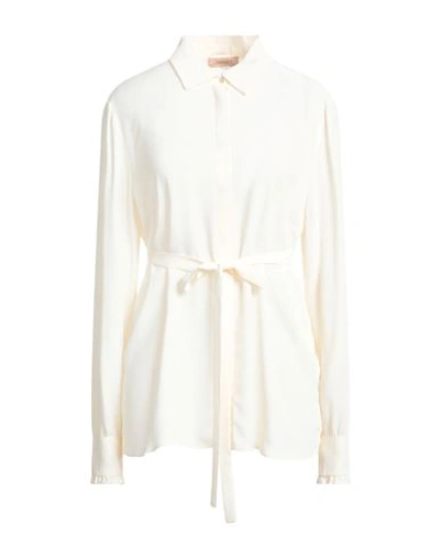 Twinset Woman Shirt Cream Size 12 Acetate, Silk In White