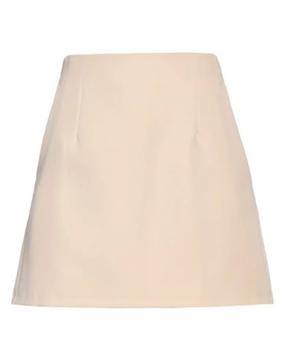 Vicolo Woman Mini Skirt Beige Size S Polyester, Elastane