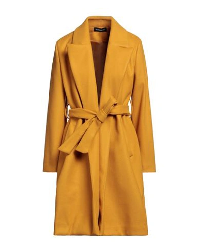 Vanessa Scott Woman Coat Ocher Size Onesize Polyester, Viscose, Elastane In Yellow