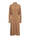 Erika Cavallini Woman Midi Dress Camel Size 8 Viscose, Acetate In Beige