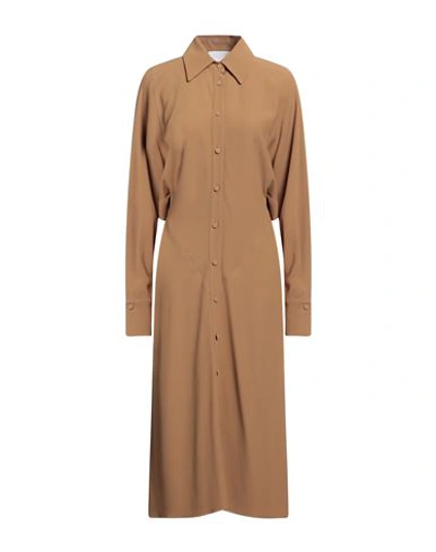 Erika Cavallini Woman Midi Dress Camel Size 8 Viscose, Acetate In Beige