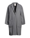 Semicouture Woman Coat Grey Size M Virgin Wool, Polyamide