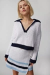 THE UPSIDE REMATCH YVETTE CROCHET PULLOVER SWEATER IN WHITE, WOMEN'S AT URBAN OUTFITTERS