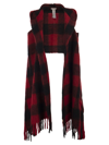 WOOLRICH WOOLRICH CHECKED FRINGED KNIT CAPE SCARF