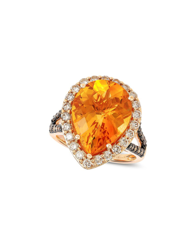 LE VIAN LE VIAN 14K STRAWBERRY GOLD 7.53 CT. TW. DIAMOND & CITRINE RING