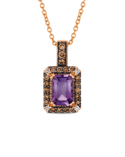 LE VIAN LE VIAN 14K ROSE GOLD 0.90 CT. TW. DIAMOND & AMETHYST NECKLACE