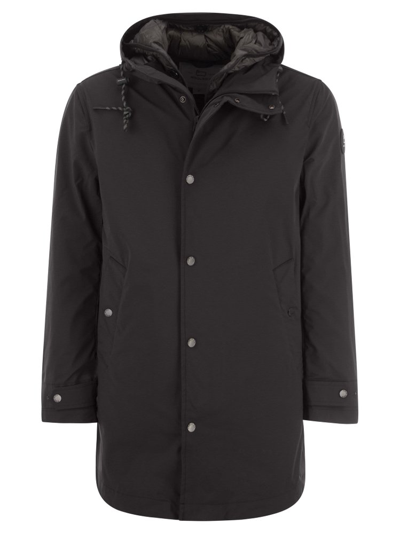Woolrich Reversible Hooded Coat In Black