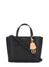 Tory Burch Shopping Perry Small In Pelle Martellata Color In Black