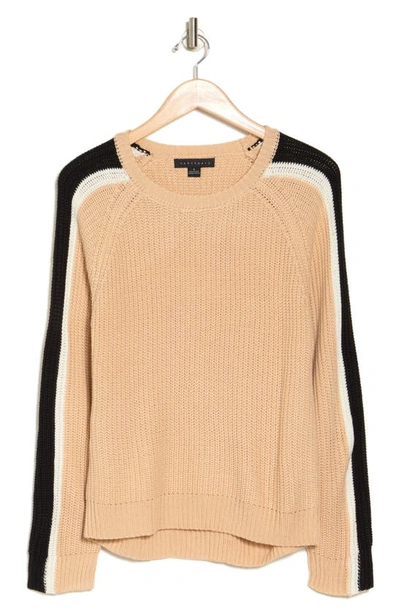Sanctuary Crewneck Sporty Sweater In Biscotti/ Black/ Scone