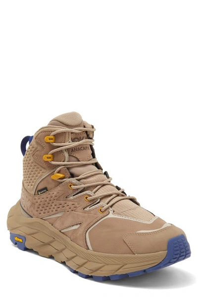 Hoka Anacapa Mid Gore-tex® Waterproof Hiking Shoe In Dune / Elmwood