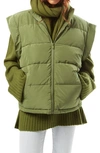 Weworewhat Snap Off Sleeve Puffer Jacket In Basil