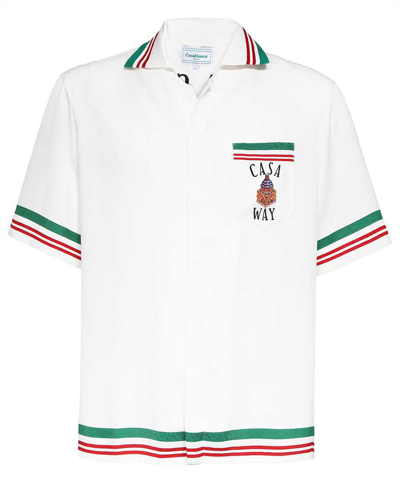 Casablanca Knitted Collar Shirt In White