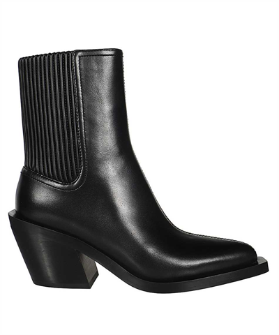 Coach 75mm Pointed-toe Leather Ankle Boots In Black