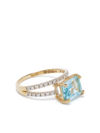 MATEO 14K YELLOW GOLD POINT OF FOCUS DIAMOND AND TOPAZ RING