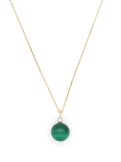 Mateo 14k Yellow Gold Dot Diamond And Malachite Necklace