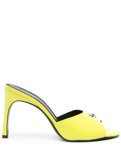 Coperni Yellow Logo 95 Leather Mules In Green