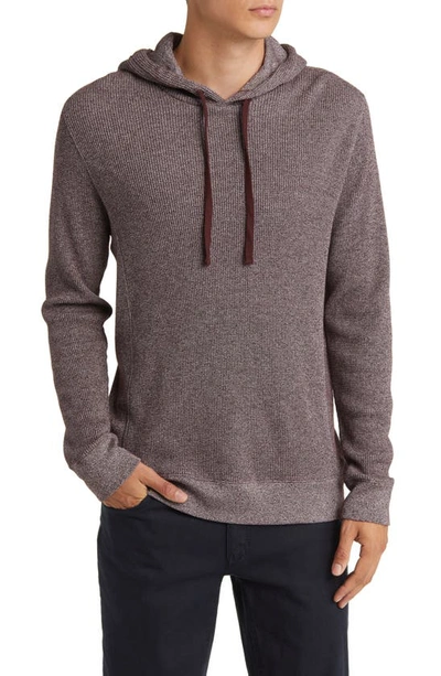 Vince Pima Cotton Mouliné Thermal Hoodie In Pinot Vino Off White