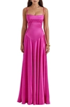 House Of Cb Womens Fuchsia Anabella Fitted-bodice Lace-up Satin Maxi Dress In Fuschia