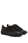 HUGO GRAINED-LEATHER LOW-TOP TRAINERS WITH LOGO TAPE