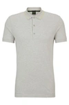 Hugo Boss Cotton-piqu Slim-fit Polo Shirt With Logo Details In Light Grey