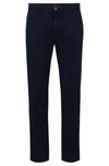 Hugo Slim-fit Trousers In Stretch-cotton Gabardine In Dark Blue