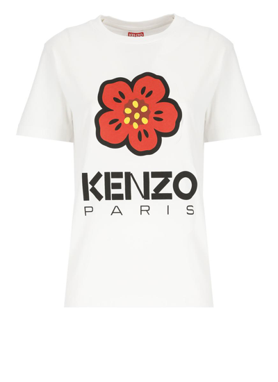 Kenzo Ladies White Logo-print Short-sleeved T-shirt